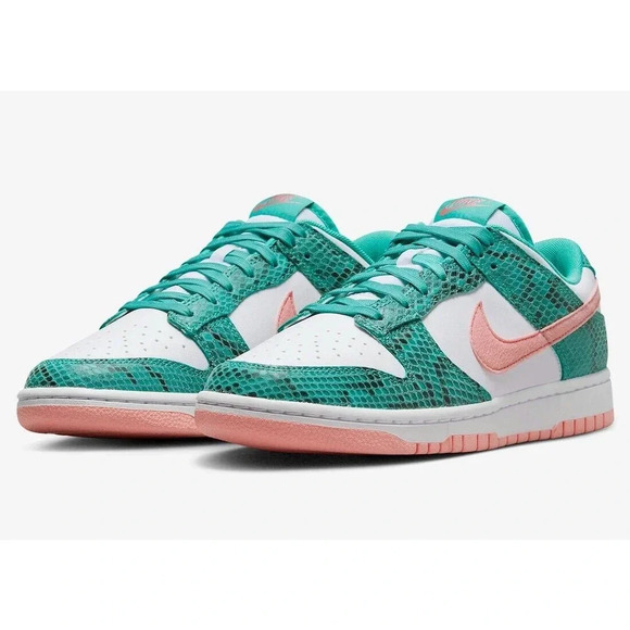 Nike Other - Nike Mens Dunk Low Snakeskin Sneakers Washed Teal Bleached Coral 11 DR8577-300